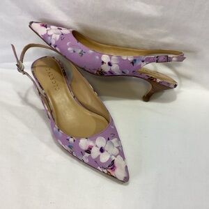 Talbots Lavender Floral Slingback Heels 7.5M
